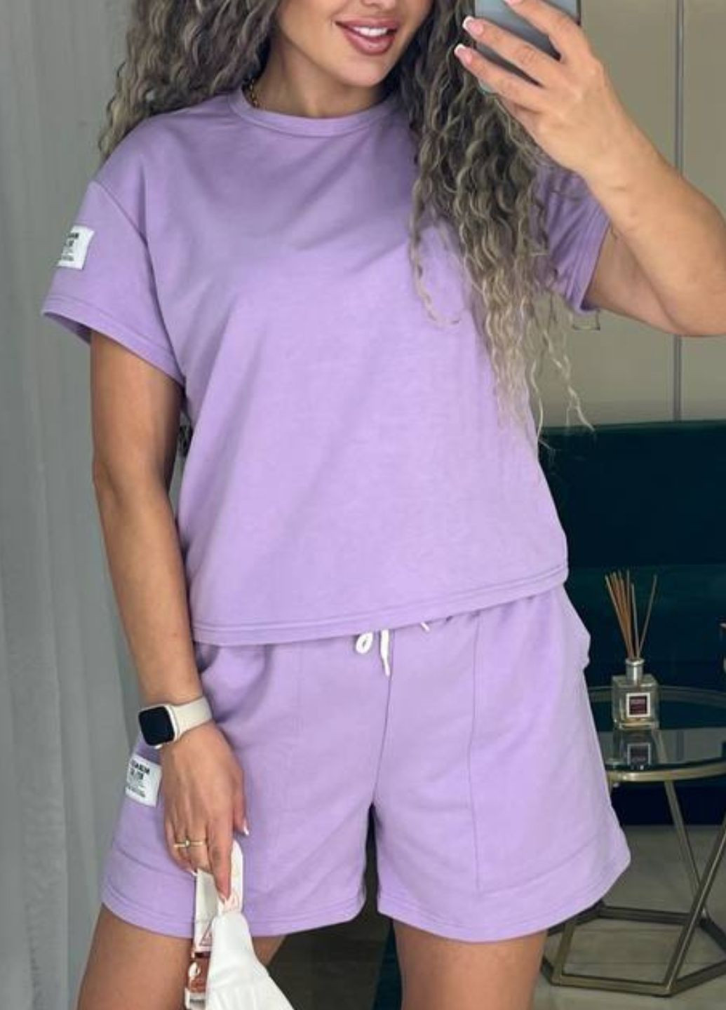 Базовый повседневный летний легкий костюм двойка с нашивками: футболка + шорты Allthings (332199300)