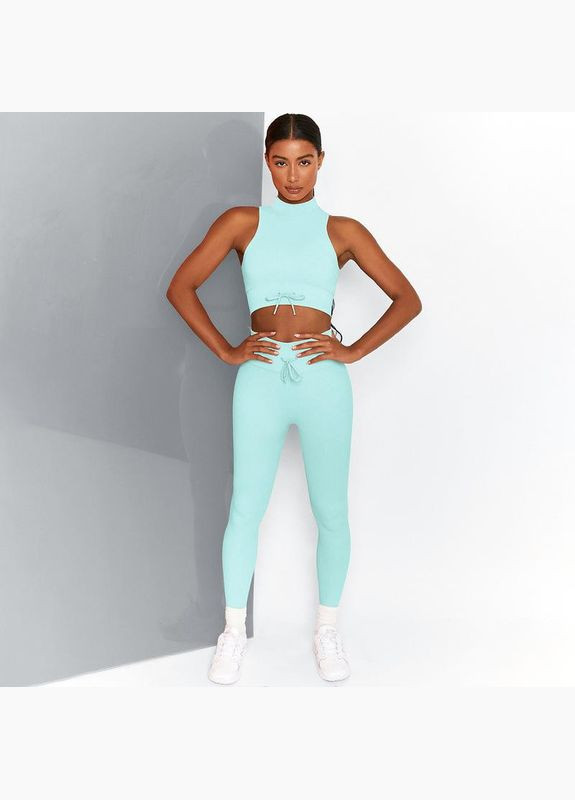 Комплект для фитнеса (спортивный костюм) топ и леггинсы 8344 L бирюзовый Fashion (336547496)