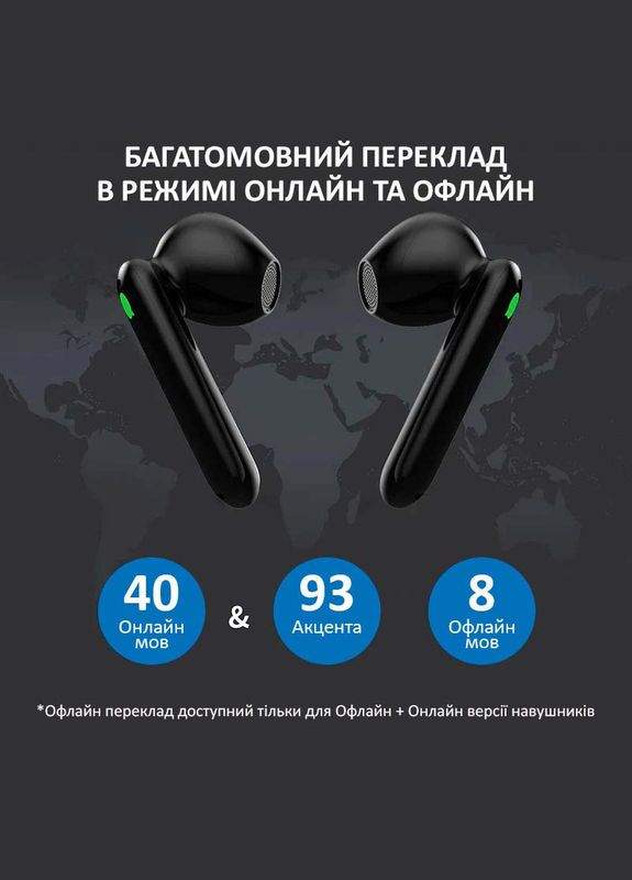 Навушники перекладач WT2 Edge, AI двосторонній синхронний переклад, 40 мов, онлайн Black Timekettle (315148484)