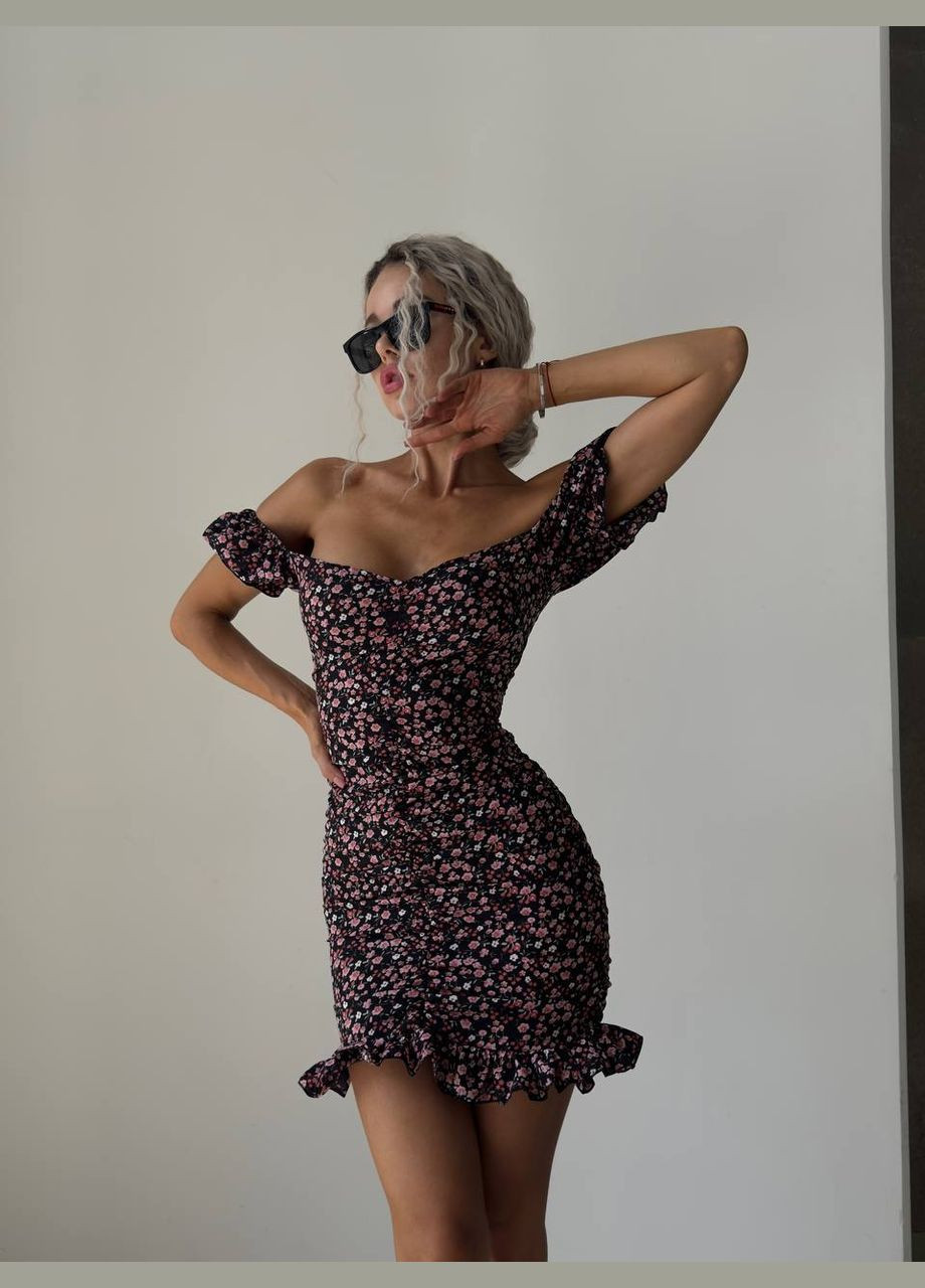 Черное невероятно нежное платье💎 🥰 Luna с цветочным принтом