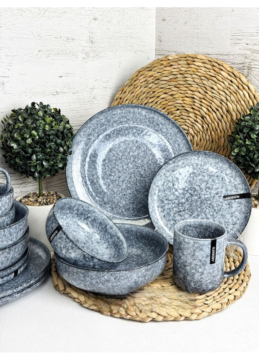 Сервіз столовий Loreto AR0018LG 18 сірий предметів Ardesto (350935069)