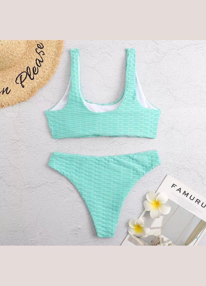 Бірюзовий демісезонний роздільний жатий купальник (арт.6042) No Brand