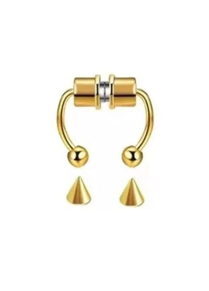 Сережка пірсинг обманка Підкова циркуляр на магніті 16.5 мм х 15 мм нержавіюча сталь Золотистий Finding (328943199)