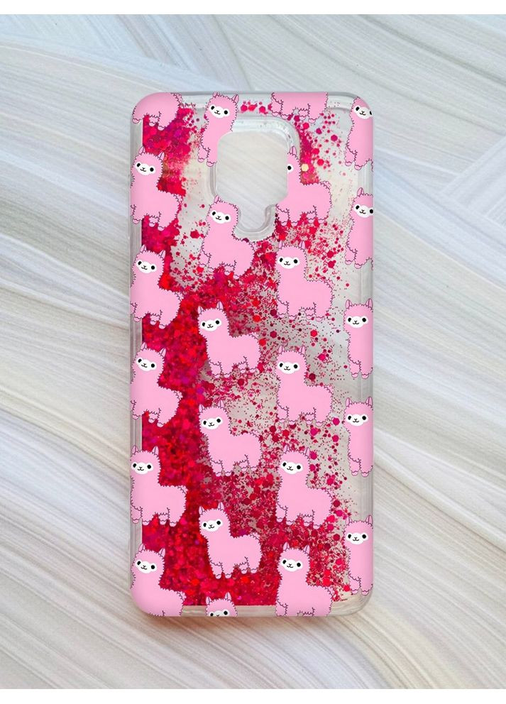 Чохол з плаваючими блискітками на Xiaomi Redmi Note 9 Pro/9 Pro Max/9S Рожевий Лами рожеві (принт 101) CASE CONTROL (360712814)