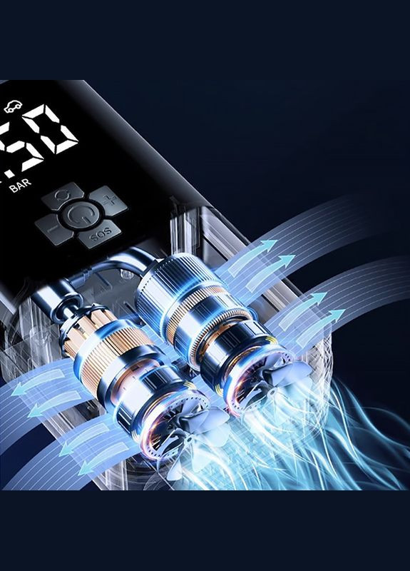 Портативний автомобільний компресор CQB-008-04 бездротовий з дисплеєм ліхтариком Type-C 14 шт Helloleiboo (353828115)