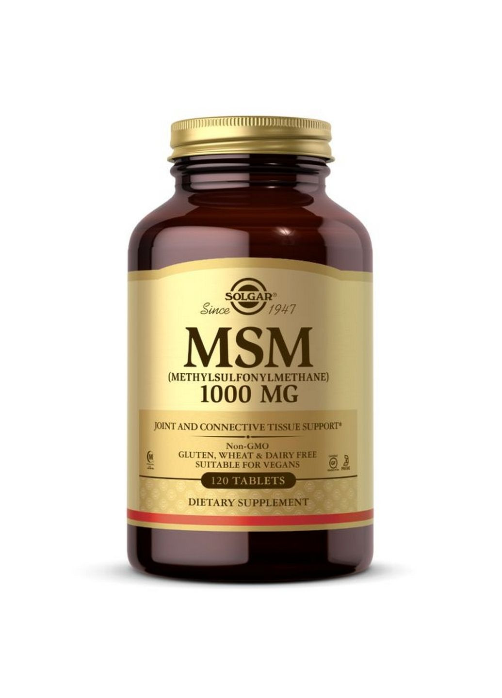 Препарат для суглобів та зв'язок MSM 1000 mg, 120 таблеток Solgar (293341359)
