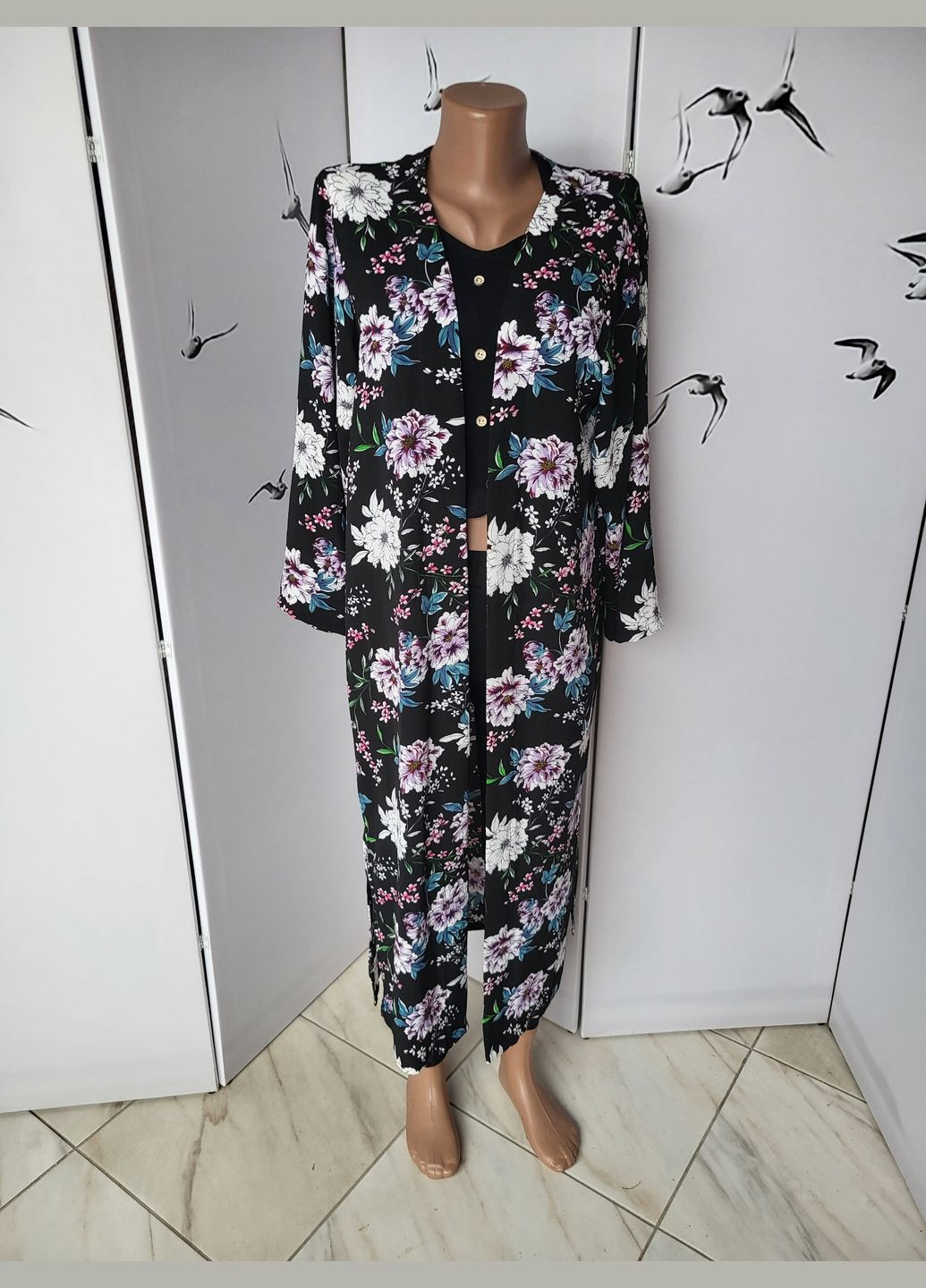 Накидка кимоно женская удлиненная в цветочный принт Only (345065251)