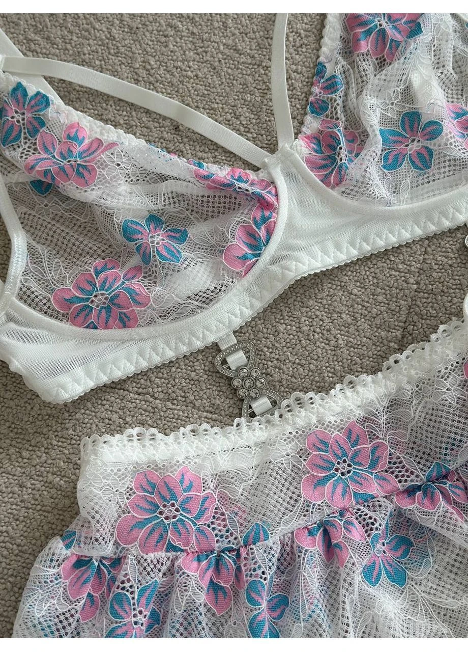 Молочний демісезонний комплект нижньої білизни жіночий plus size No Brand