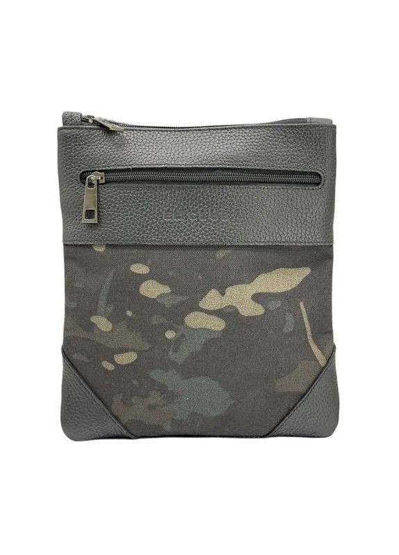 Мужская текстильная сумка с кожаными вставками через плечо, материал Кордура, цвета черный мультикам. El.Club 8010523 (370286718)