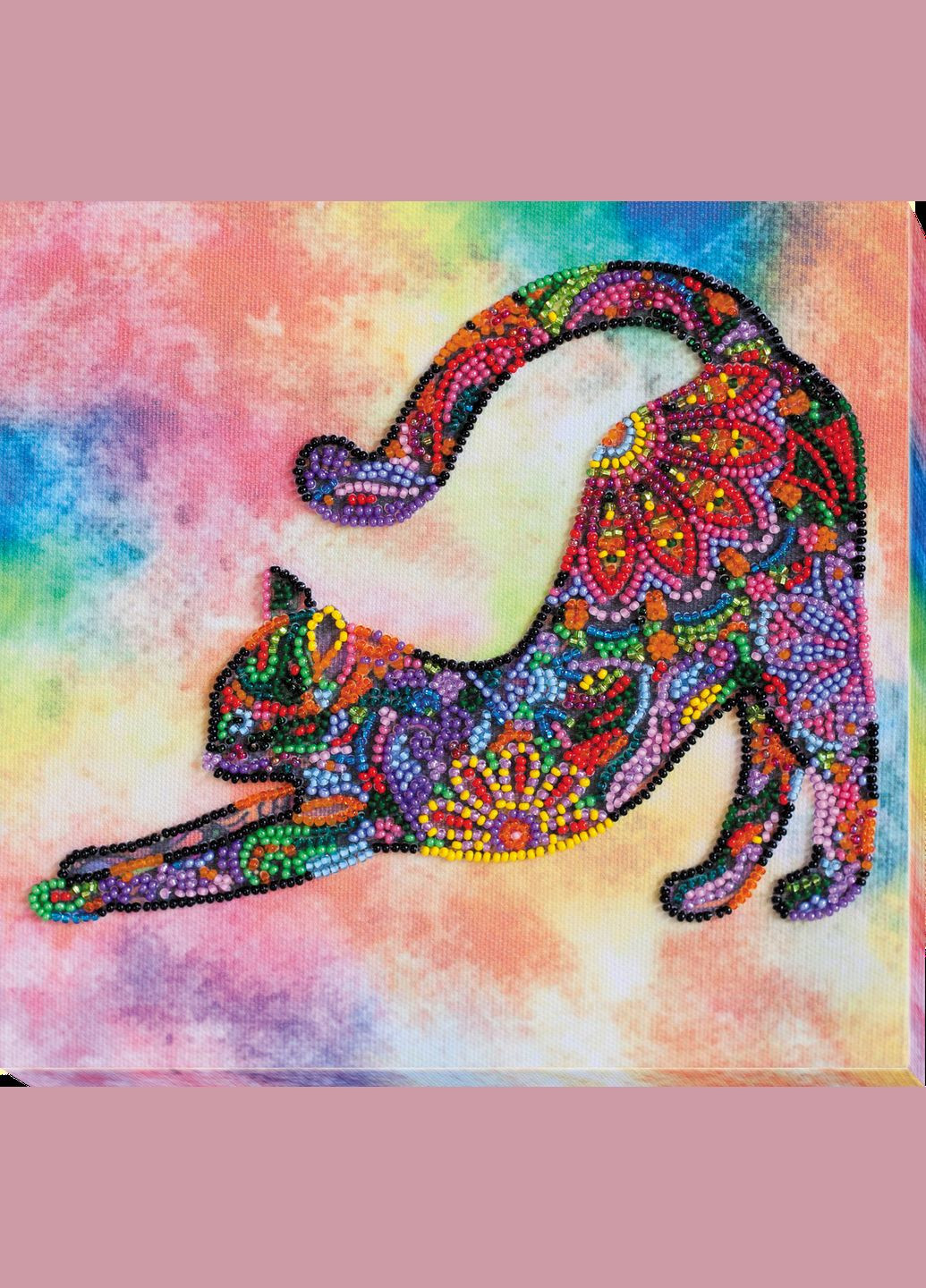 Набор-меди для вышивки бисером на натуральном художественном холсте "Играющий котенок" Abris Art (299471868)