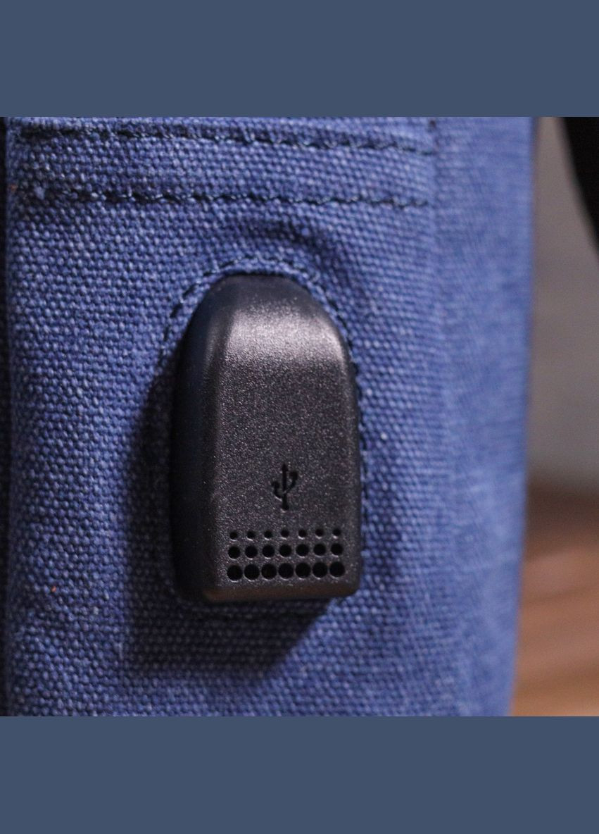 Сумка мужская через плечо слинг с USB кабелем 21224 Синяя Vintage (302008150)
