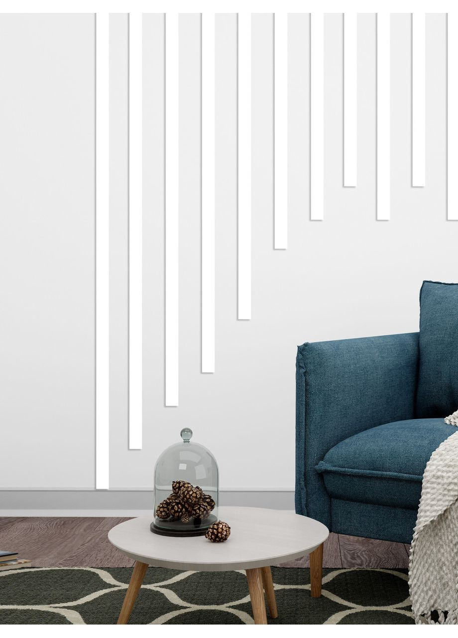 Глянцеві наклейки на стіну акрилові самоклеючі Молдинг-20 2х29.5 см 24 шт. Білий Ваша Світлість (366334608)