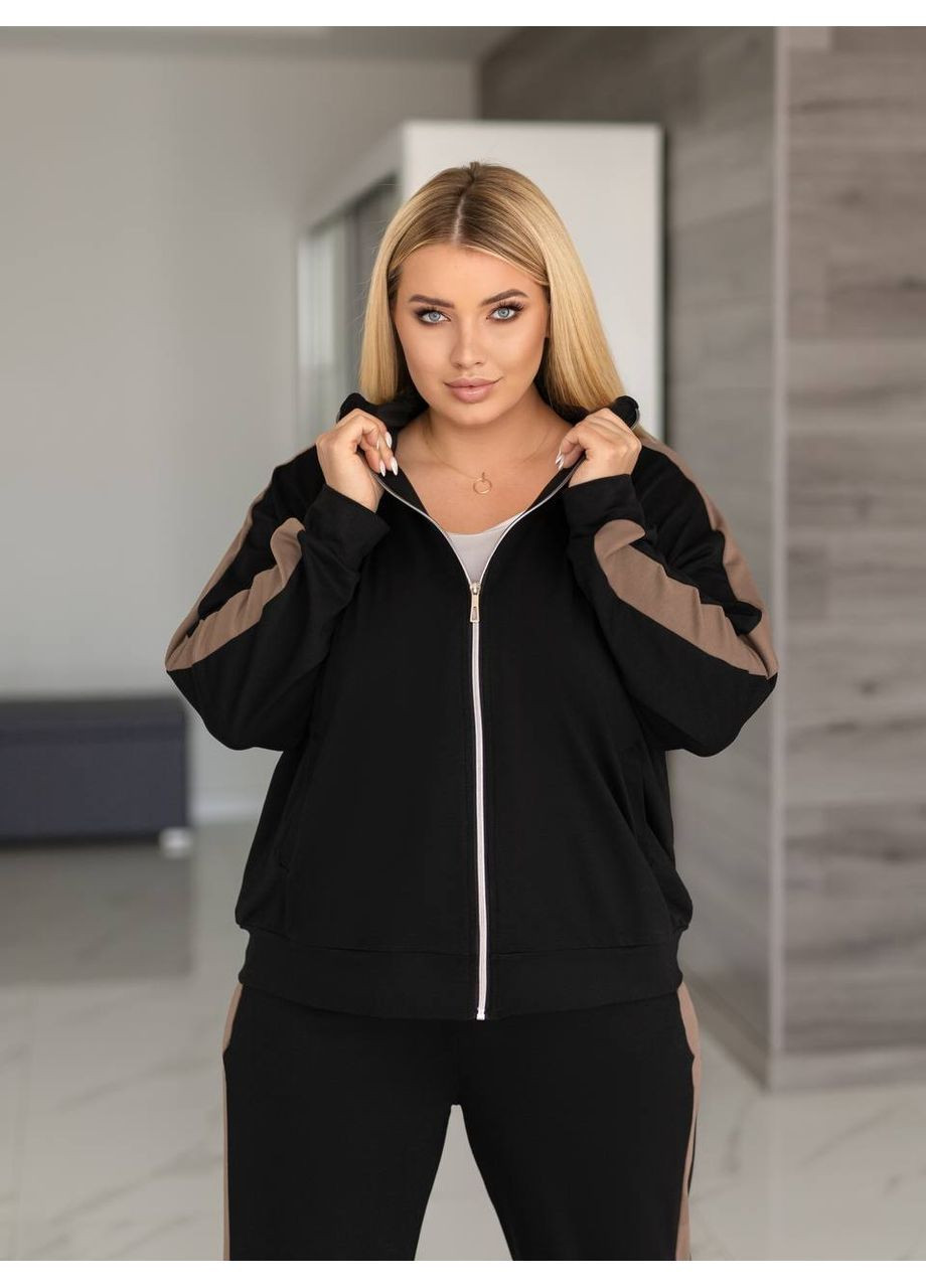 Жіночий спортивний костюм з двонитки з контрастними вставками No Brand (367853287)