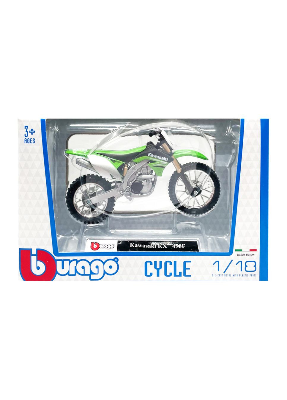 Детская модель Мотоцикла "Kawasaki KX 450F" 18-51030-17 масштаб 1:18 Bburago (321951486)