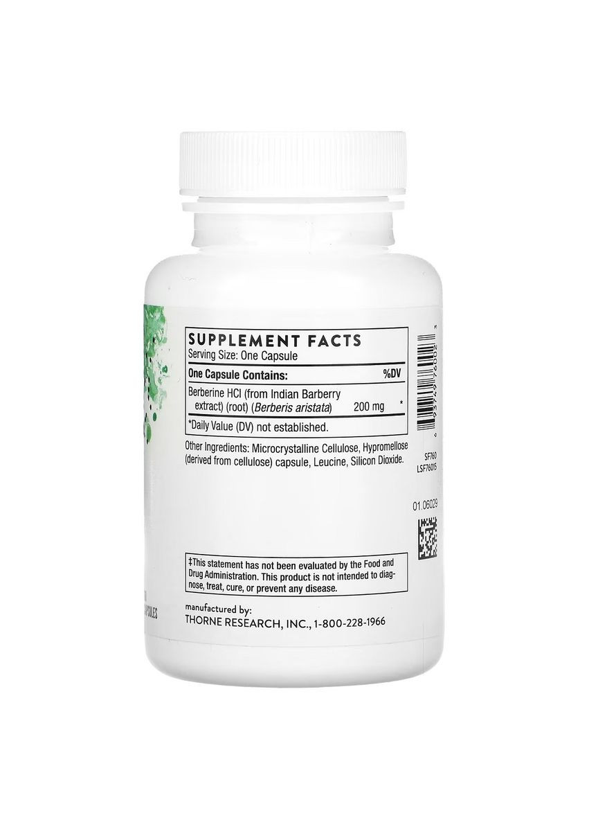 Берберін, 200 мг, Berberine,, 60 капсул Thorne Research (335976809)