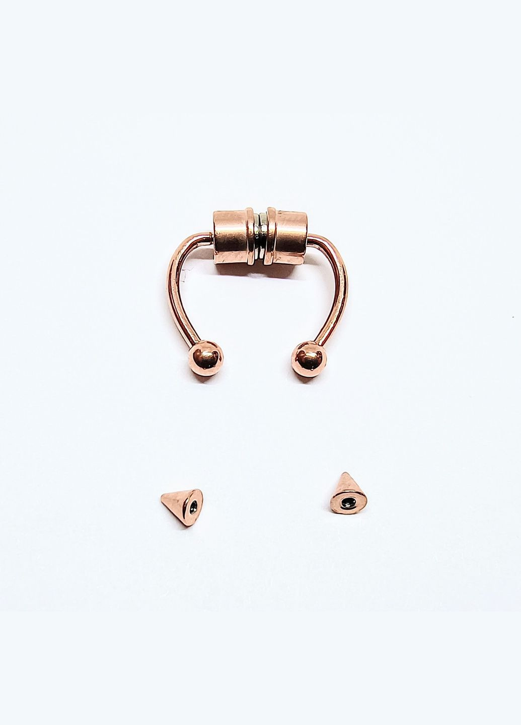 Серьга пирсинг обманка Подкова циркуляр на магните 16.5 мм х 15 мм нержавеющая сталь Розовое золото Finding (328943338)