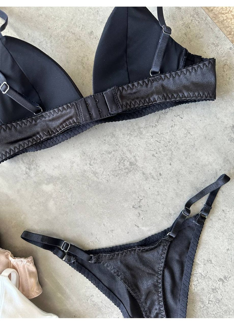 Чёрный балконет комплект женского белья | ежедневный комфорт, чёрный Vital-Textile без косточек полиэстер, эластан