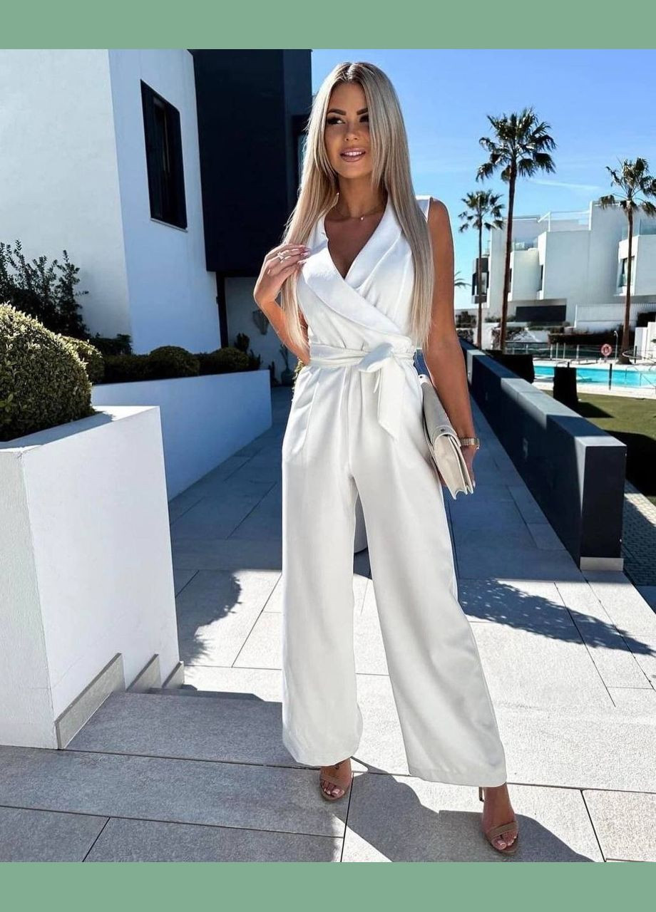 Женский комбинезон Гермес комбинезон-брюки однотонный белый повседневный костюмная