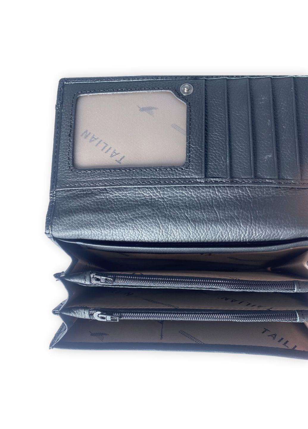 Жіночий гаманець Tailan шкіра чотири відділи для купюр два на блискавці розмір:17*10*3 см чорний Tailian (268995027)