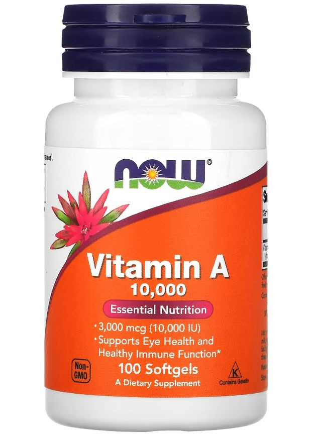 Вітамін А Vitamin А 10 000 МО 100 софтгель Now Foods (351864954)