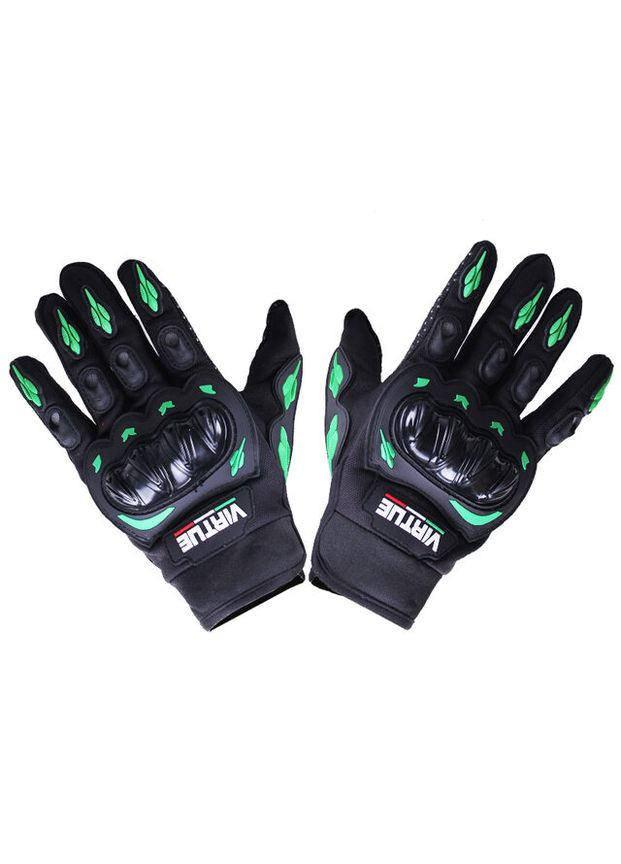 Мотоперчатки всесезонные (короткие) VIRTUE полиэстер карбон на липучке зеленые Tata (362604004)
