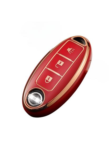 Чехол ключа + золотая окантовка (3 кнопки) TPU Nissan (369611305)