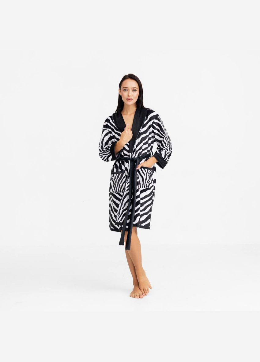 Халат жіночий з плюшевого велюру ексклюзивний Zebra 18266 ML FlexDress (336767088)