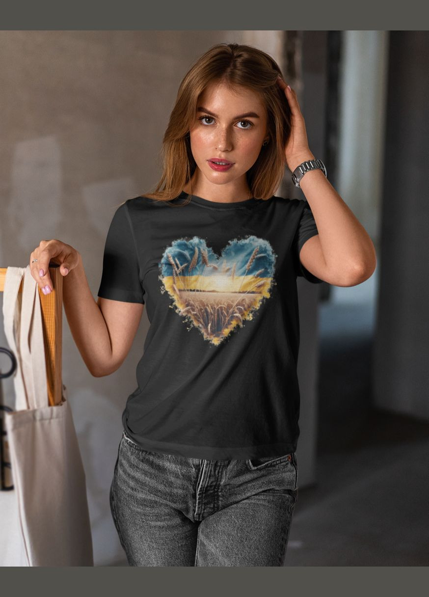 Футболка женская патриотическая с сердцем 21100006 Mishe - (315048390)