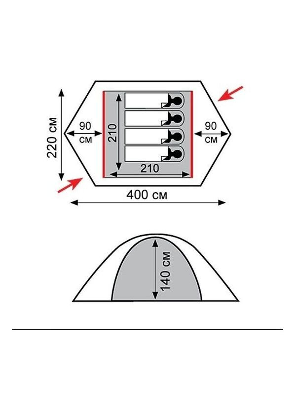 Намет ROCK 4 (V2) сірий/червоний (TRT-029) (TRT-029) Tramp (315518490)