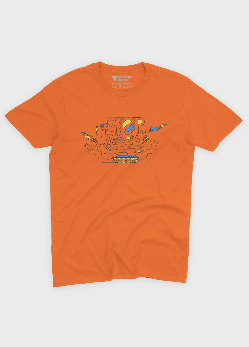 Оранжевая мужская футболка с патриотическим принтом (ts001-4-ora-005-1-087) Modno