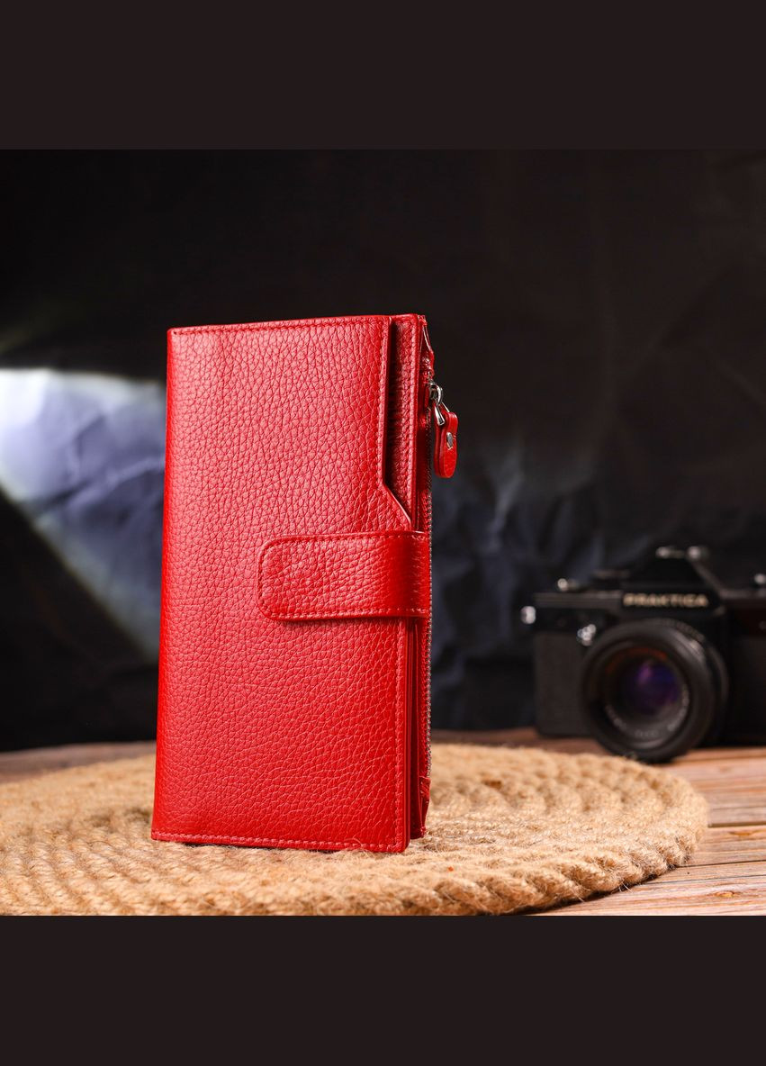 Жіночий гаманець із натуральної шкіри з монетницею 21640 Червоний Canpellini (306881631)