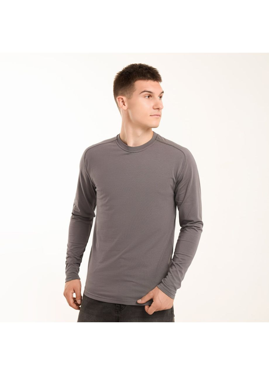 Базовий лонгслів з рукавом реглан Vakko однотонний сірий спортивні, повсякденні, кежуали кулір