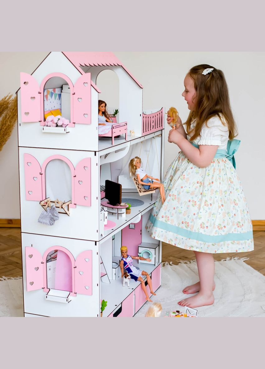 Кукольный домик для Барби Люкс розовый (kdb005) NestWood (303632987)