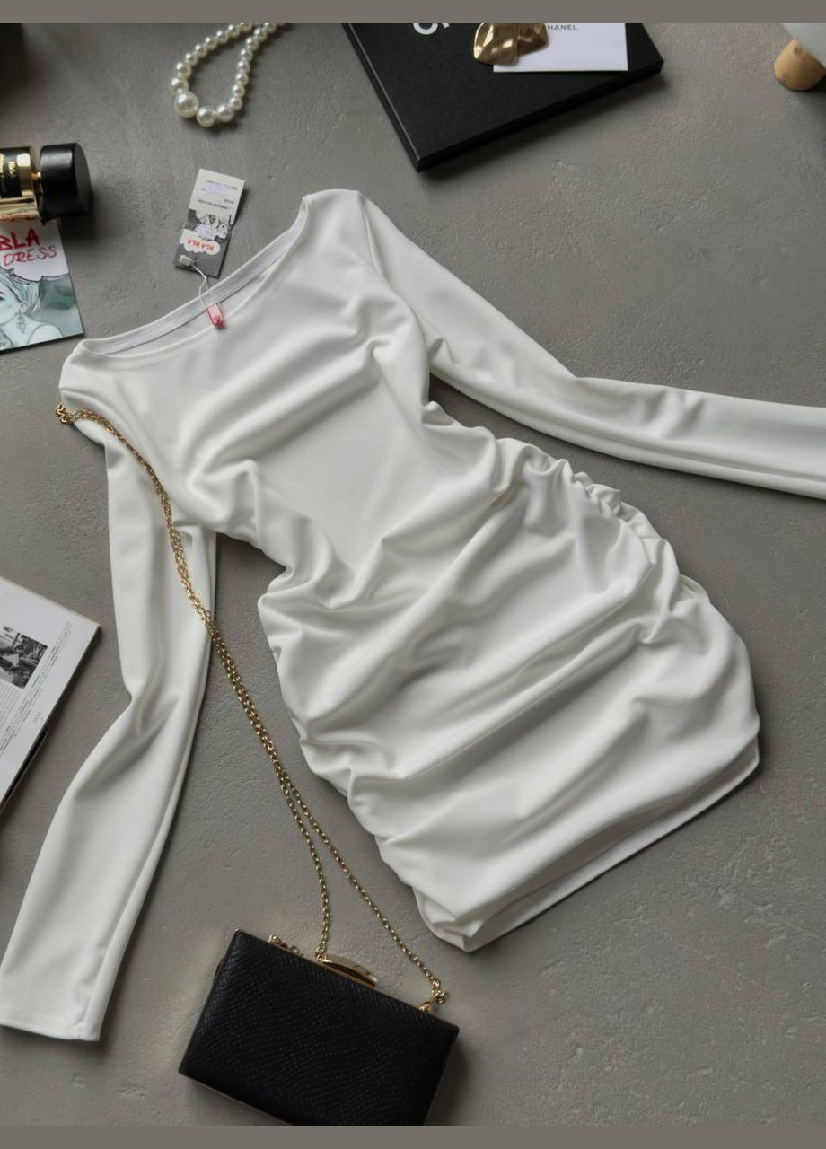 Молочна повсякденний, кежуал сукня No Brand однотонна