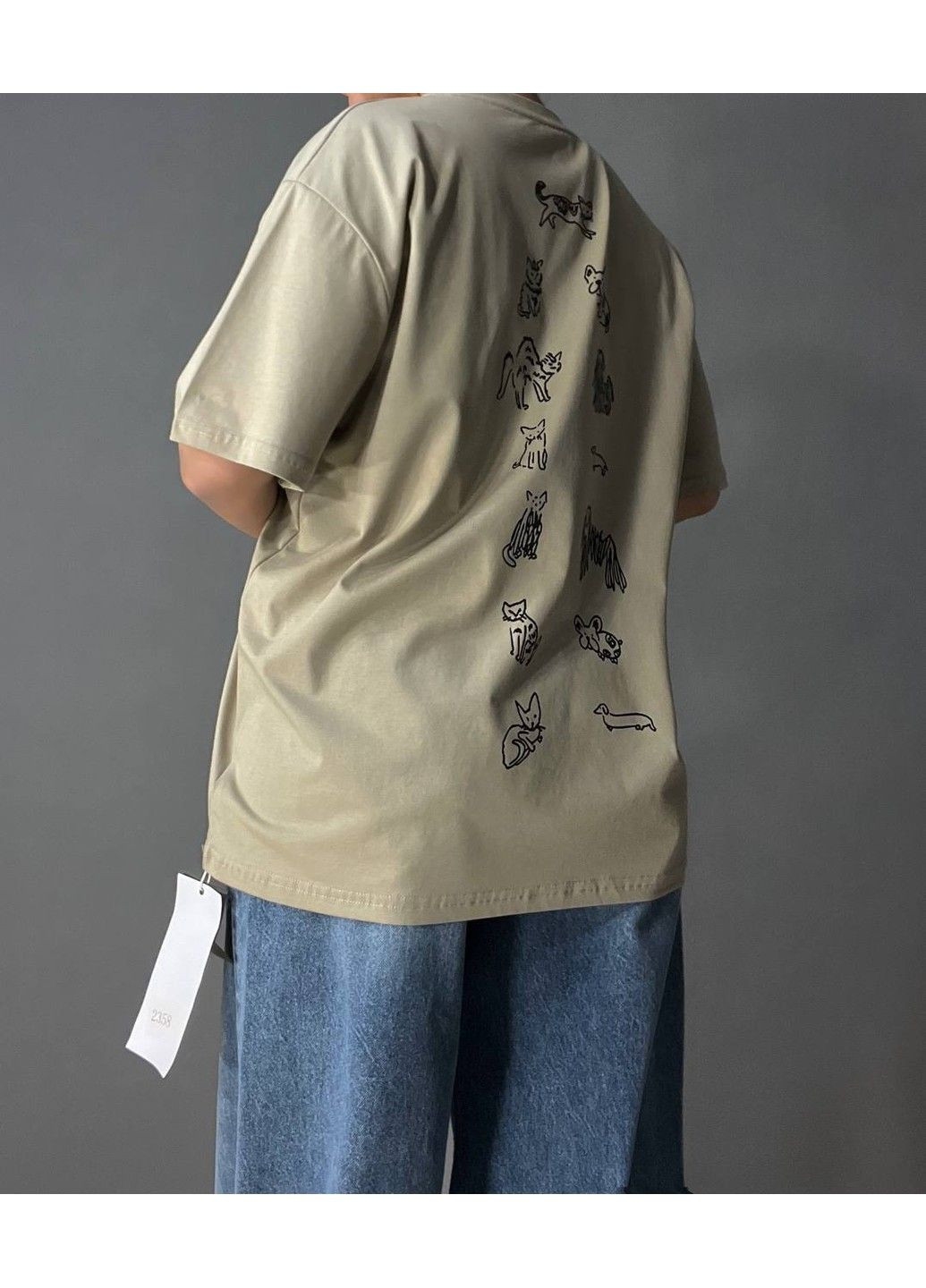 Футболка женская A-N 2358 оверсайз с рисунком животных на спине No Brand - (329694208)