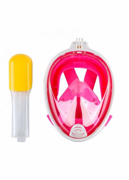 Повнолицева Маска для плавання, снорклінгу L/XL з кріпленням на камеру Pink Free Breath (348117084)