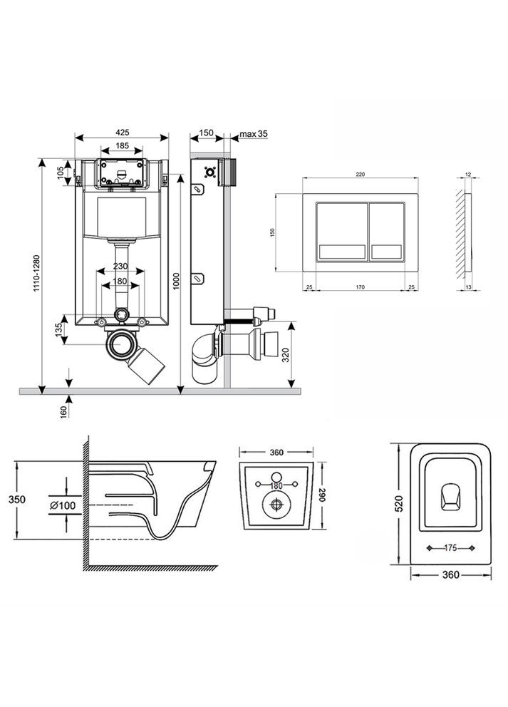 Инсталляции Qtap QT05335170W0133M425M06028CRM (337514900)