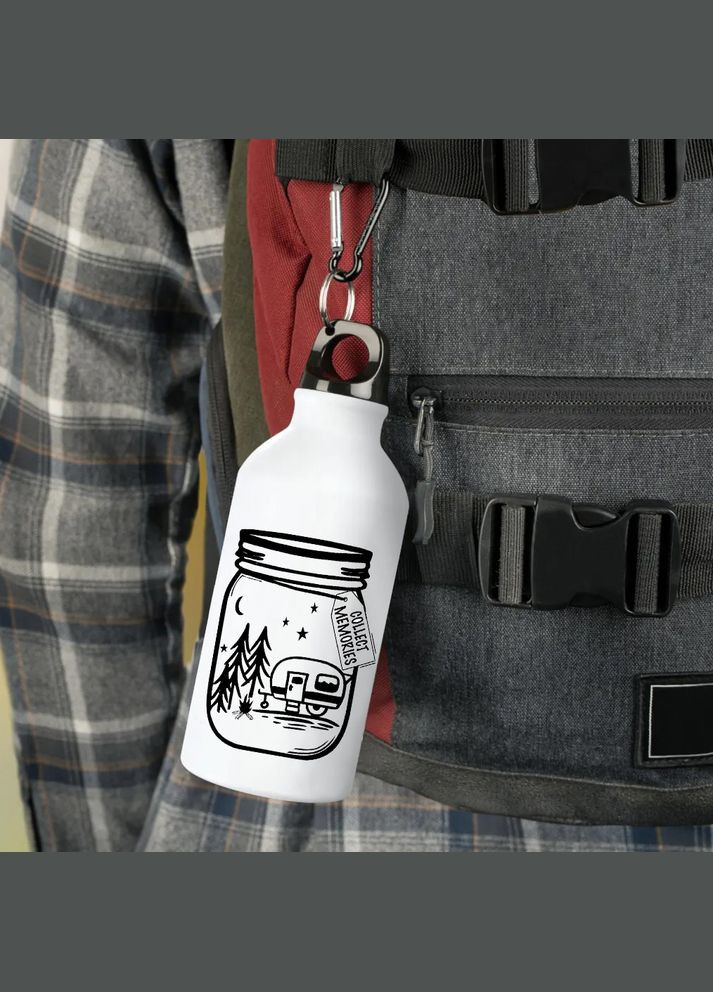 Фляга (пляшка) для води з карабіном Туристична, Для кемпінгу #016 500 мл Білий No Brand (323639416)
