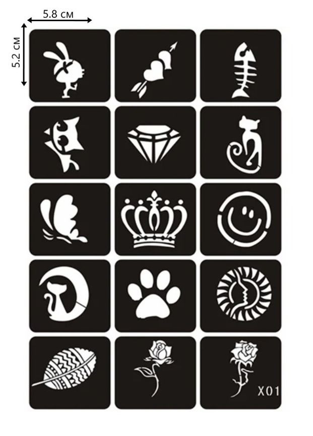 Набір трафаретів для тату X01 No Brand (297441773)