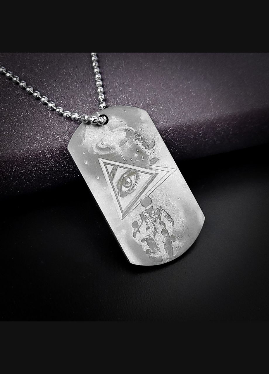 Армейский жетон с гравировкой из нержавеющей стали 50х28х2 мм. Цепочка в подарок! Цветная гравировка No Brand (300369341)