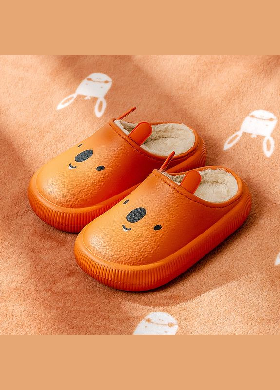 Оранжевые тапочки детские резиновые теплые песик ( ) (17547) Qoopixie