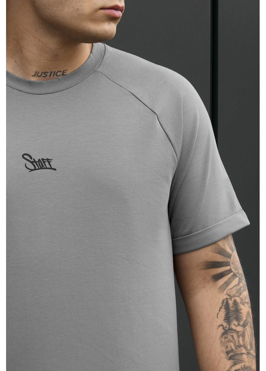 Серая мужская футболка стаф серая однотонная с логотипом базовая gray logo seli Staff Футболка