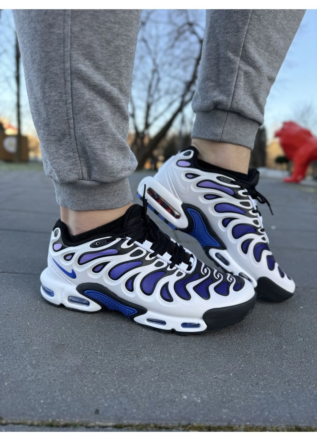 Серые летние кроссовки nike air max tn plus drift grey purple найк аир макс тн плюс No Brand