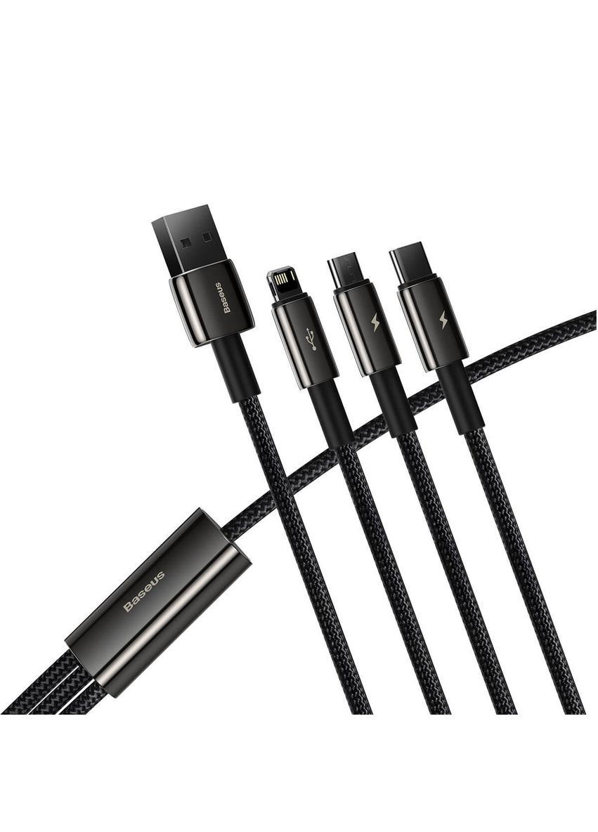 Кабель 3в1 з підтримкою швидкої зарядки MicroUSB+TypeC+Lightning 3-in-1 Combo Superior |1.5M, 3.5A| Чорний (CAMLTWJ-01) Baseus (337352129)