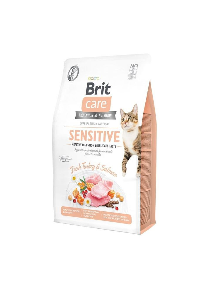 Сухий корм для дорослих котів Sensitive Healthy Digestion & Delicate Taste Fresh Turkey & Salmon 400 г Brit Care (307157289)