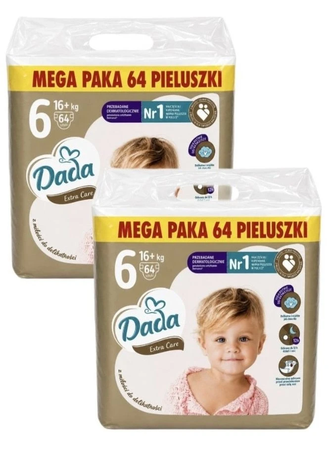 Підгузки Extra Care Mega Розмір 6 (16+ кг) 128 шт набір 2 упаковки по 64 шт Dada (400784486)