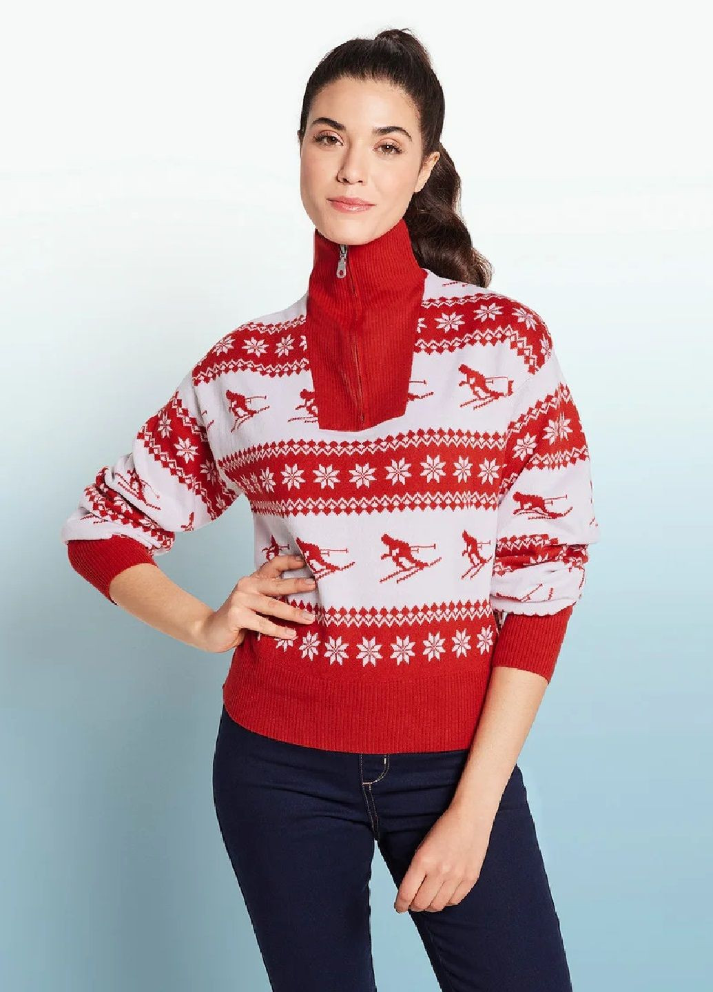Красный зимний свитер крупной вязки Esmara