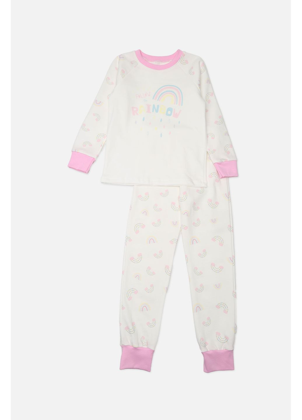 Молочна зимня піжама зі штанами для дівчинки колір молочний cb-00282012 Yuki