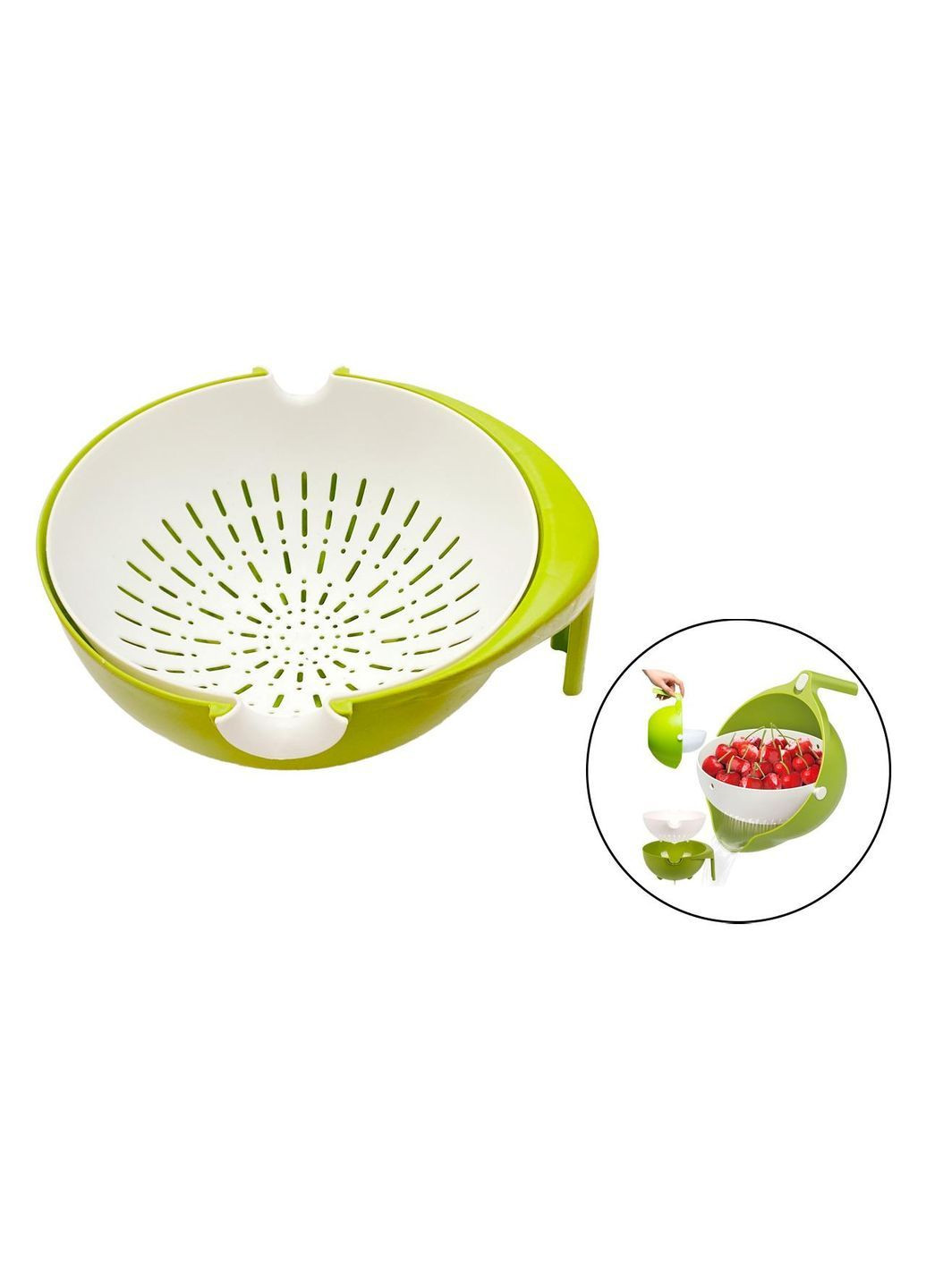 Подвійний друшляк з мискою Mesh Strainer Drain Basket No Brand (388698623)