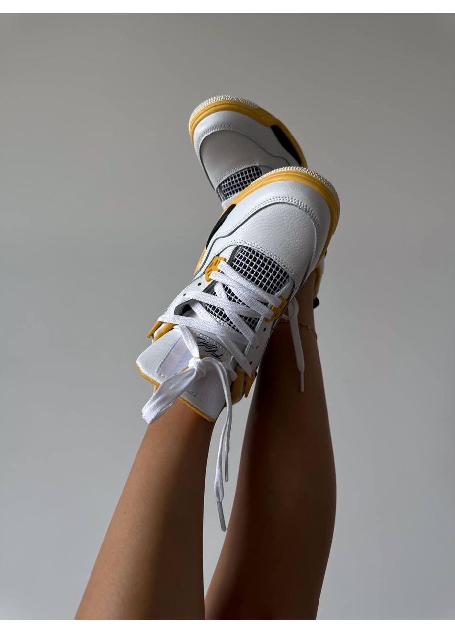 Білі Осінні кросівки чоловічі nike air jordan 4 white yellow найк аір джордан No Brand